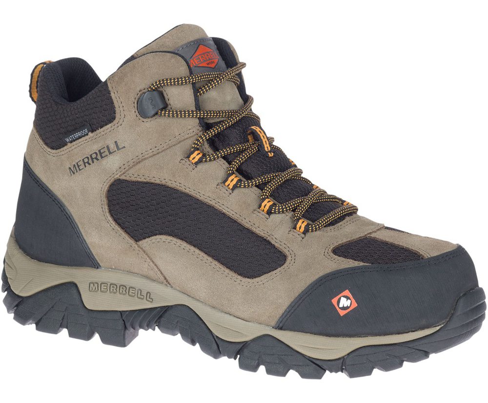 Kozaki Merrell Męskie Brązowe/Czarne - Moab Onset Mid Waterproof Comp Toe - 749308-TPM